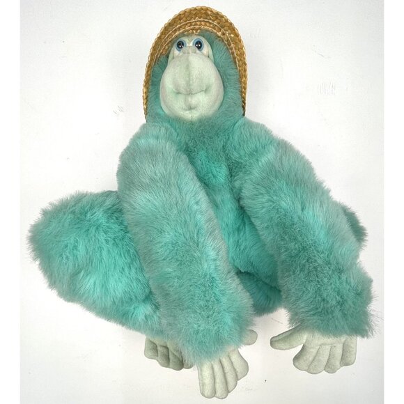 VTG 1993 APPLAUSE 16" Carribbean Calypso Kiwi King Plush MONKEY Straw Hat EUC - Picture 3 of 6
